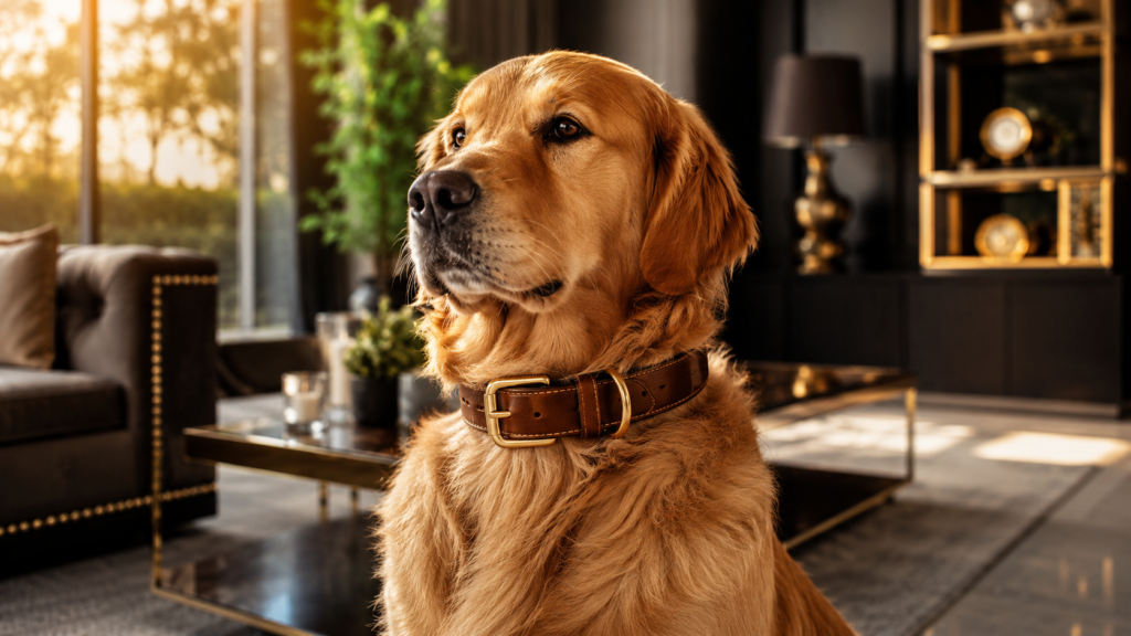 Golden Retriever wearing a dog training collar