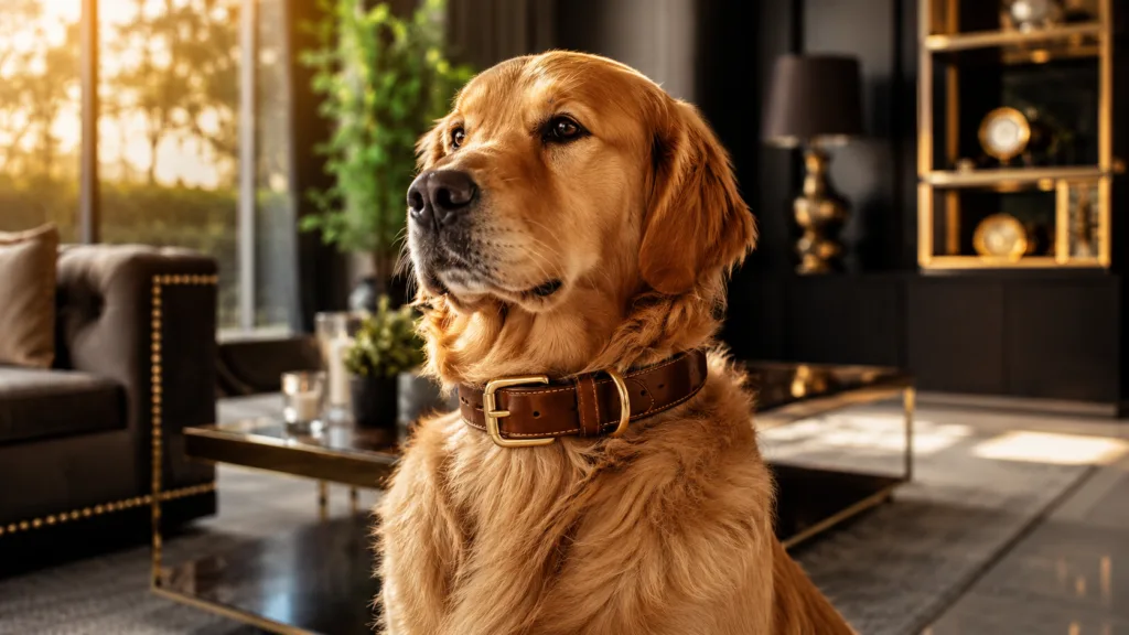 Golden Retriever wearing a dog training collar
